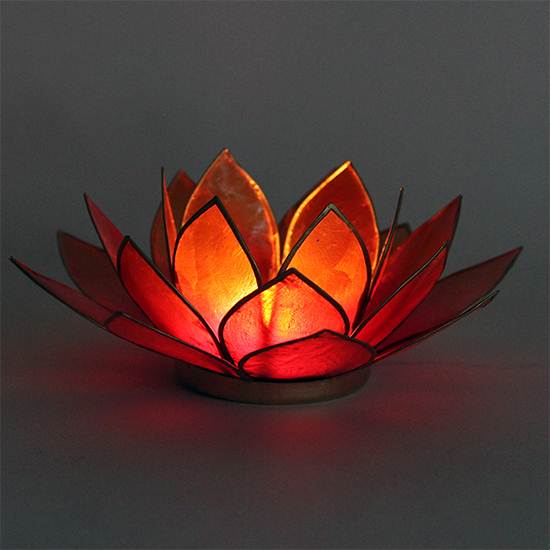 Chakra Lotus Licht, Capiz Teelicht rosa - orange
