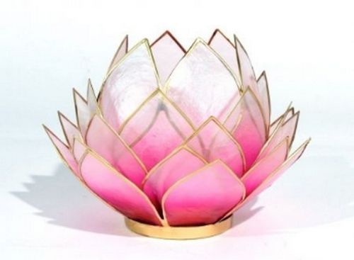 Lotus Kerzenhalter capiz gross rosa - hell rosa 15x15 cm