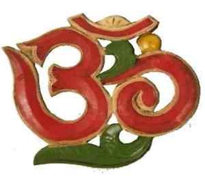 OHM Symbol Holz handbemalt rot Nepal 18x14 cm AUM
