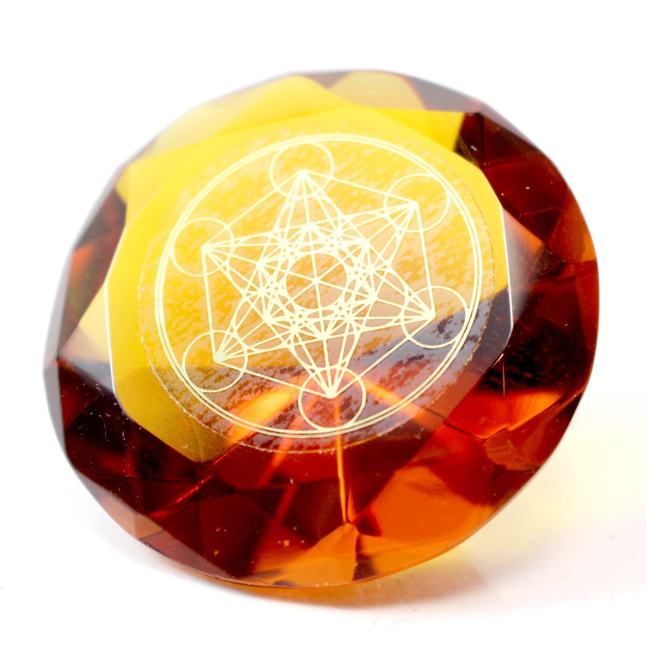 Tachyonen Glas Diamant  Metatron orange 45 Energie Heilige Geometrie 2. Chakra
