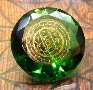 Tachyonen Glas Diamant  Merkaba grün 45 Energie Heilige Geometrie Raphael 4. Chakra