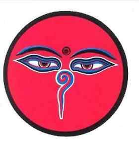 FENG SHUI Fensterbild Aufkleber Sticker Buddha Eyes rund rot